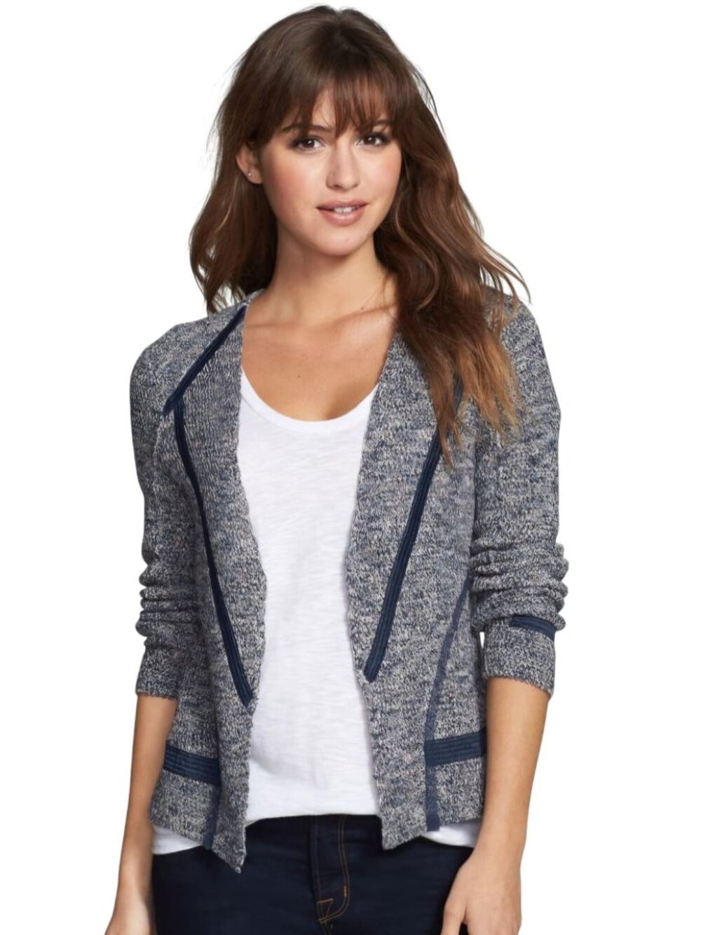 Nicole Miller My Darling Sweater Jacket Cotton Linen Blend Hook Close Size S